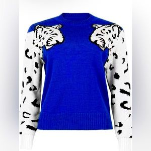 COBALT LEOPARD SWEATER